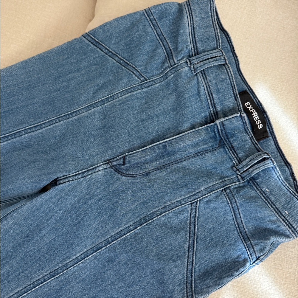 Express Denim Flare Jeans in Blue - Picture 4 of 8